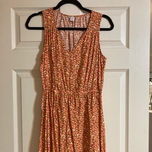 Sweet orange and yellow floral tank dress